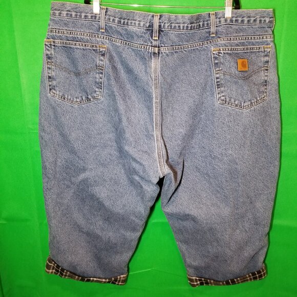 Carhartt Jeans Mens 50X30 Flannel Lined Relaxed Fit Straight B172 Work Outdoor - Picture 2 of 7